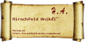 Hirschfeld Anikó névjegykártya